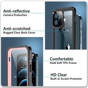 img 1 attached to 📱 SPIDERCASE iPhone 12 Pro Max Waterproof Case with Built-in Screen Protector - Pink/Clear