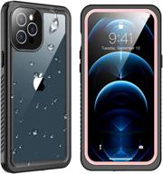 📱 spidercase iphone 12 pro max waterproof case with built-in screen protector - pink/clear logo