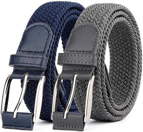 img 4 attached to 👖 Elastic Braided Canvas Men's Belt Accessories for Optimum Stretch and Comfort