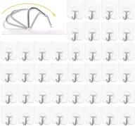 🔩 transparent reusable adhesive hooks - waterproof heavy duty (22 lb/ 10kg) - ideal for wall, bathroom, shower, outdoor, kitchen - pack of 40 logo