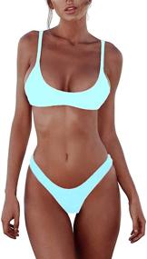 img 2 attached to Futurino Triangle Brazilian Swimsuits SkyBlue Women's Clothing