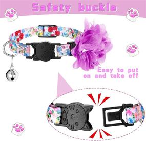 img 2 attached to 🐱 Adjustable Cat Collar with Bell, Removable Floral Summer Flower Patterns - Daily & Summer Pet Decoration Set of 4