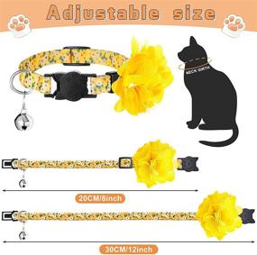 img 1 attached to 🐱 Adjustable Cat Collar with Bell, Removable Floral Summer Flower Patterns - Daily & Summer Pet Decoration Set of 4