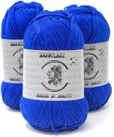 🧶 organic soft sport knitting bamboo cotton yarn (3 pieces) – 70% natural bamboo 30% cotton crochet and yarn for babies in different colors (50g weight) blue logo