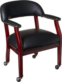 img 4 attached to 🪑 Black Vinyl Boss Captain's Chair with Casters for Improved SEO