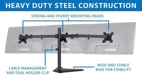 img 2 attached to 🖥️ Mount-It! Тройная стойка для монитора: идеальная отдельно стоящая стойка для 3 мониторов для компьютерных экранов от 19 до 24 дюймов, полностью движущиеся руки, совместимые с VESA