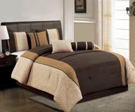 🛏️ full size bedding set: 7-piece oversize quilted linen comforter in chocolate brown, camel, and beige - bed-in-a-bag logo