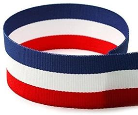 img 1 attached to White Blue Striped Grosgrain Ribbon