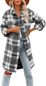 img 4 attached to Brushed Shacket Peacoat Oversized Jackets Women's Clothing