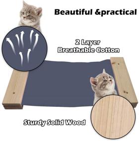 img 2 attached to 🐱 Vikiullf Wooden Wall Mount Cat Floating Steps and Hammock Set - 4 Cat Scratching Posts Shelves for Climbing, Sleeping, and Lounging - Natural Wood with Sisal Rope