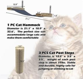 img 3 attached to 🐱 Vikiullf Wooden Wall Mount Cat Floating Steps and Hammock Set - 4 Cat Scratching Posts Shelves for Climbing, Sleeping, and Lounging - Natural Wood with Sisal Rope