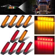 limicar 10pcs 6led side marker indicators light: 5 amber & 🚨 5 red clearence lights for trucks, buses, trailers, turn signals & rear lighting logo