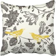 emvency decorative throw pillow cover – 16x16 inches – trendy yellow gray ivory 🌼 vintage floral bird lumbar pillowcase with hidden zipper – decor cushion gift for holiday sofa bed логотип