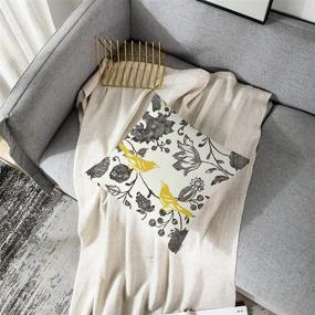 img 2 attached to Emvency Decorative Throw Pillow Cover – 16x16 Inches – Trendy Yellow Gray Ivory 🌼 Vintage Floral Bird Lumbar Pillowcase with Hidden Zipper – Decor Cushion Gift for Holiday Sofa Bed