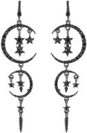 🌙 miniduo exaggerated fashion long drop dangle stud drop earrings for women girls with moon and star design logo