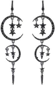 img 4 attached to 🌙 MINIDUO Exaggerated Fashion Long Drop Dangle Stud Drop Earrings for Women Girls with Moon and Star Design