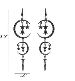 img 3 attached to 🌙 MINIDUO Exaggerated Fashion Long Drop Dangle Stud Drop Earrings for Women Girls with Moon and Star Design