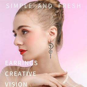 img 1 attached to 🌙 MINIDUO Exaggerated Fashion Long Drop Dangle Stud Drop Earrings for Women Girls with Moon and Star Design