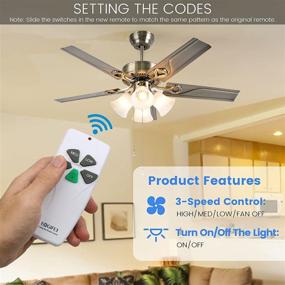 img 3 attached to Eogifee Small Size Universal Ceiling Fan Remote Control and Receiver 53T KUJCE9103: Efficient Replacement Kit with 3 Speed and Light Control for Hampton Bay, Harbor Breeze, and Hunter Fans