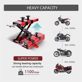 img 2 attached to 🏍️ VIVOHOME Steel Motorcycle Scissor Lift Jack: Heavy-duty Crank Hoist Stand with Saddle and Safety Pins - 1100 lbs Capacity