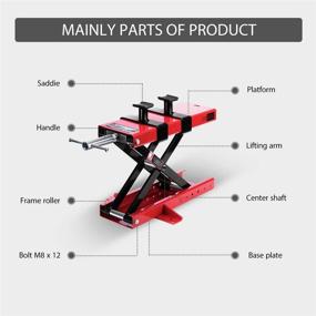 img 3 attached to 🏍️ VIVOHOME Steel Motorcycle Scissor Lift Jack: Heavy-duty Crank Hoist Stand with Saddle and Safety Pins - 1100 lbs Capacity