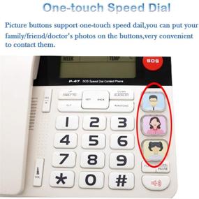 img 1 attached to 📞 JeKaVis J-P47 SOS Home Corded Phones: Big Button, Caller ID, Light Button, 40dB Amplification - Perfect for Seniors with Picture Button & One-Touch Speed Dial