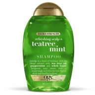 🌱 ogx refreshing scalp + tea tree mint shampoo: extra strength invigorating formula with peppermint oil, witch hazel, paraben-free, sulfate-free surfactants, 13 fl oz logo