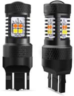🔶 auxito 7443 7440 7444 dual-color led bulbs with projector for turn signal lights and drl/parking lights - white/amber (pack of 2) logo
