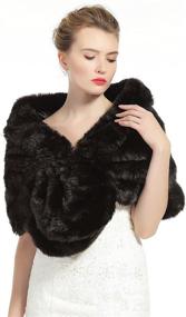 img 4 attached to Faux Fur Shawl Wrap Stole Shrug Winter Bridal Wedding Cover Up - L M Size