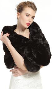 img 3 attached to Faux Fur Shawl Wrap Stole Shrug Winter Bridal Wedding Cover Up - L M Size