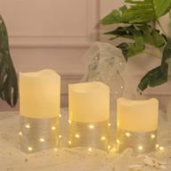 flickering flameless candles ivory real wax pillar with embedded string lights h-blossom led candles battery operated with cycling 5h timer set of 3 (3&#34 логотип