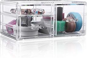 img 4 attached to 🗄️ Efficient MDHAND Acrylic 3 Drawer Desk Organizer for Home, Kitchen, Office Supplies, and Makeup