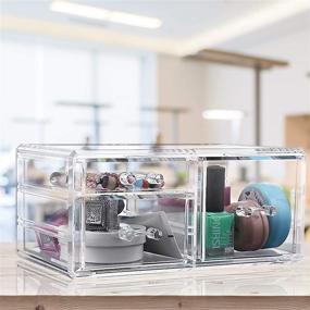 img 1 attached to 🗄️ Efficient MDHAND Acrylic 3 Drawer Desk Organizer for Home, Kitchen, Office Supplies, and Makeup