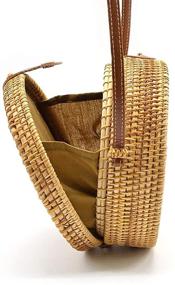 img 3 attached to 👜 Women's Handmade Casual Crossbody Rattan Bag for Beach Travel, featuring Leather Strap & Snap Clasp