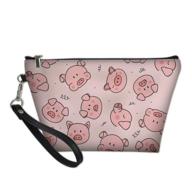 bigcardesigns travel cosmetic bags for women, ladies portable makeup purse with pink pig print, zipper closure, brush holder pouch, and toiletry case logo