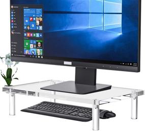 img 4 attached to 🖥️ Versatile NIUBEE Acrylic Monitor Stand: Enhance Your Desk Space with Stability and Organization