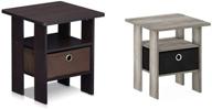 🪑 furinno andrey end table with drawer: stylish contemporary design in dark walnut or french oak grey logo