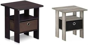 img 4 attached to 🪑 Furinno Andrey End Table with Drawer: Stylish Contemporary Design in Dark Walnut or French Oak Grey