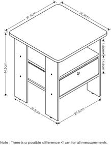 img 2 attached to 🪑 Furinno Andrey End Table with Drawer: Stylish Contemporary Design in Dark Walnut or French Oak Grey