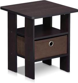 img 3 attached to 🪑 Furinno Andrey End Table with Drawer: Stylish Contemporary Design in Dark Walnut or French Oak Grey