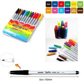 img 3 attached to Monami Felt Tip Super Marker Set for Art Drawing, Coloring, and Decorating - 12 Vibrant Colors