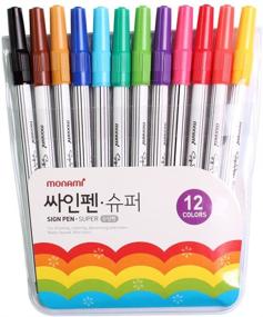 img 4 attached to Monami Felt Tip Super Marker Set for Art Drawing, Coloring, and Decorating - 12 Vibrant Colors