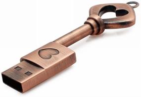 img 1 attached to 💽 Aneew 16GB 2.0 Pendrive Vintage Metal Copper Heart Key Model USB Flash Drive Memory Stick U Disk Thumb Gift: Stylish and Reliable Data Storage Solution