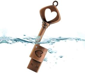 img 4 attached to 💽 Aneew 16GB 2.0 Pendrive Vintage Metal Copper Heart Key Model USB Flash Drive Memory Stick U Disk Thumb Gift: Stylish and Reliable Data Storage Solution