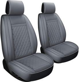 img 4 attached to LUCKYMAN CLUB 2 PCS Gray Car Seat Covers Fit Most Sedan SUV Truck Fit For Chevy Silverado Equinox Malibu Impala 4Runner Tacoma Land Cruiser (2Pcs Gray)