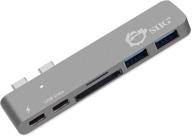 🔌 siig thunderbolt 3 usb type c hub adapter for macbook pro - 5k video, 40gbps data speed, usb c data port, 2 usb 3.1, sd/micro sd card reader - space gray logo