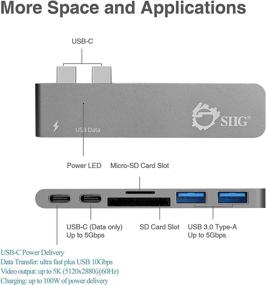 img 1 attached to 🔌 SIIG Thunderbolt 3 USB Type C Hub Adapter for MacBook Pro - 5k Video, 40Gbps Data Speed, USB C Data Port, 2 USB 3.1, SD/Micro SD Card Reader - Space Gray