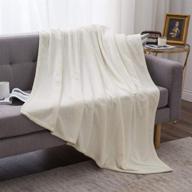 🛌 miulee holiday flannel bed blanket, cozy fuzzy cream white fleece 300gms throw blanket for king size bed - 90"x108 logo