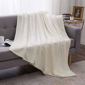 img 4 attached to 🛌 MIULEE Holiday Flannel Bed Blanket, Cozy Fuzzy Cream White Fleece 300GMS Throw Blanket for King Size Bed - 90"x108