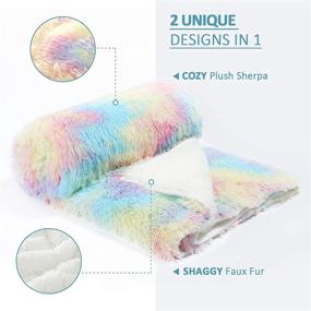 img 3 attached to 🌈 Kivik Shaggy Faux Fur Weighted Blanket – Luxurious Plush Sherpa Throw for Adults - 15 lb Rainbow Dual Side - Warm Winter Gift for Sofa or Couch - 48x72 Inches